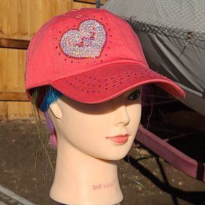 New Ladies Coral Bling Heart BLING Hat